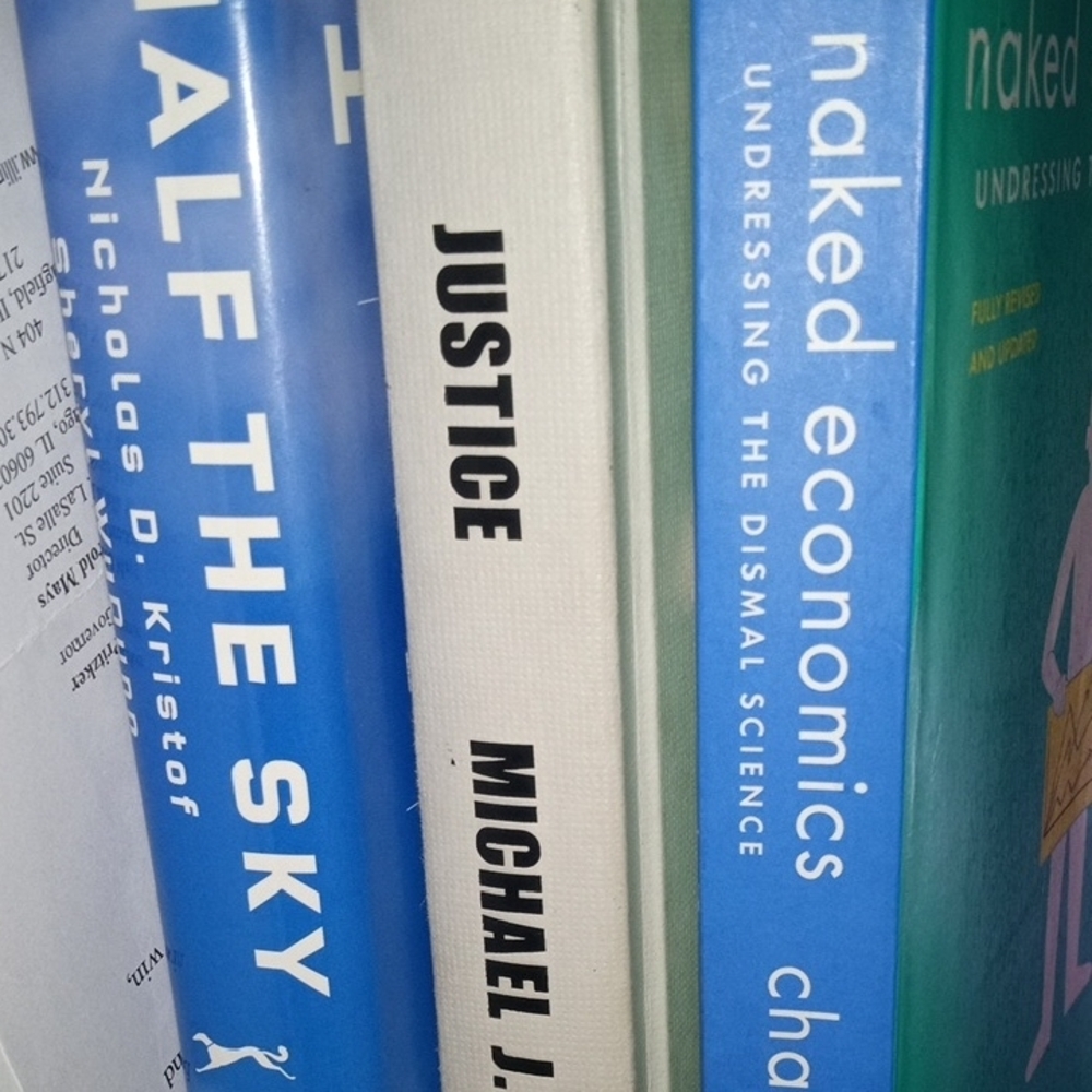 Book Bundle: Half the Sky, Justice, Naked Economics